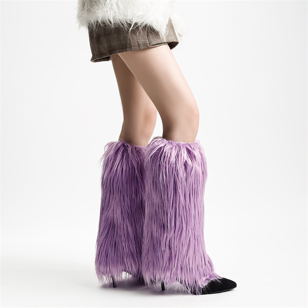 Fluffy Faux Fur Leg Warmers Winter Plush Boot Covers Thick Fuzzy Leg Covers
